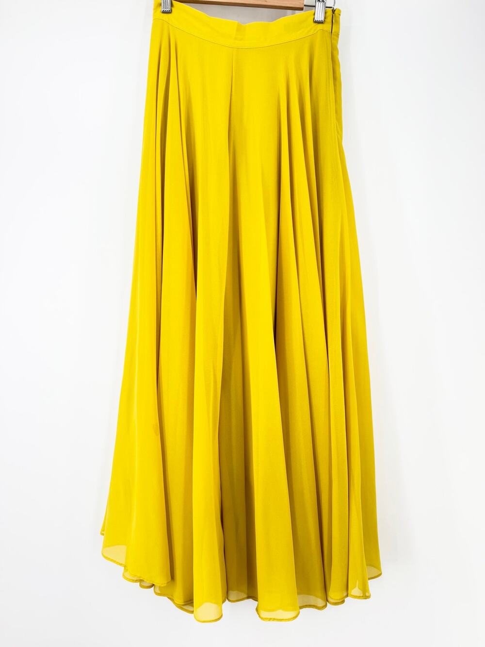 CHICWISH Yellow Chiffon Maxi Skirt Women’s S High Waist Lined Flowy Romantic